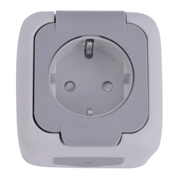 Viko Palmiye Şeffaf Kapaklı Topraklı Priz – Gri, Çabuk Bağlantılı