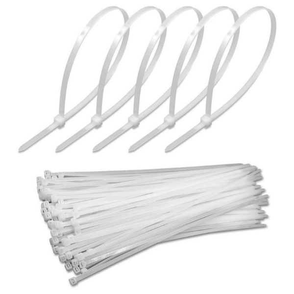 Tork 1220×9.0 mm Cırtlı Kablo Bağı – 100’lü, Beyaz (Plastik Kelepçe / Flex Kanal Bağlantı)